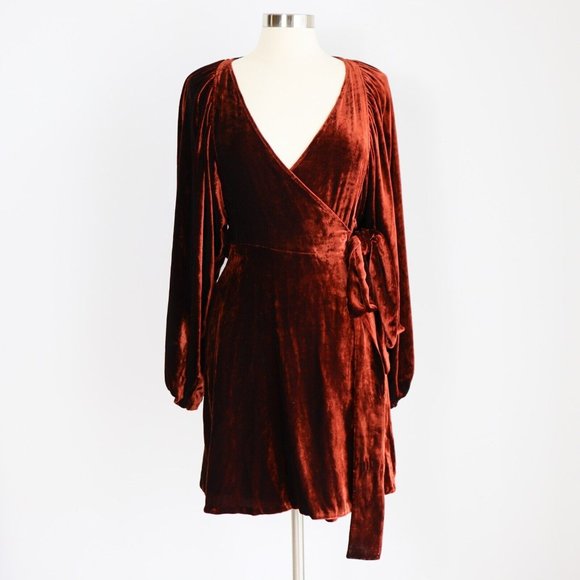 A.L.C. Dresses & Skirts - A.L.C Carlo Velvet Mini Wrap Dress Size 2 in Conac